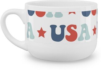 Mugs: Usa Groovy Vintage - White Latte Mug, White, 25Oz, Multicolor