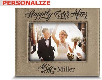 Personalize-Happily Ever After - Mr. & Mrs. Picture Frame - Custom Wedding Picture Frame-Bride Groom Gift-Engraved Leather Frame