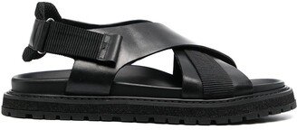 Crossover-Strap Leather Sandals