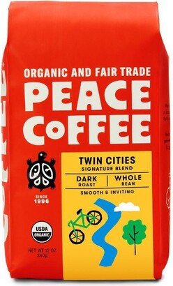 Peace Coffee Organic Fair Trade Twin Cities Blend Dark Roast Whole Bean Coffee- 12oz