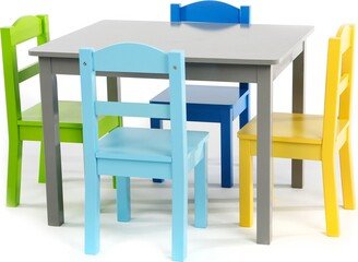 Elements 5-Piece Wood Kids Table & Chairs Set in Grey/Multi