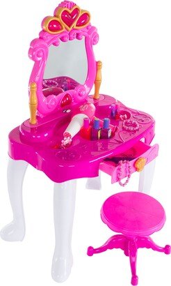 Hey! Play! Pretend Play Princess Vanity with Stool, Accessories, Lights, Sounds