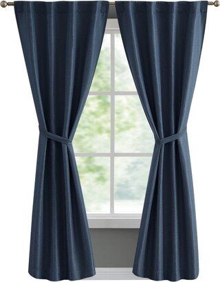 Val Thermal Woven Room Darkening Back Tab Window Curtain Panel Pair with Tiebacks, 38