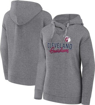 Women's Branded Heather Gray Cleveland Guardians Script Favorite Pullover Hoodie