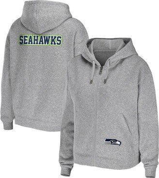 Women's Wear by Erin Andrews Heather Gray Seattle Seahawks Plus Size Full-Zip Hoodie