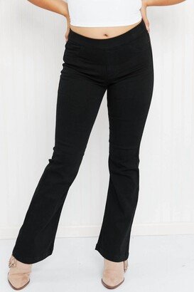 Marley Full Size Elastic Waist Flared Jeggings In Black