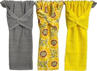 Yellow & Gray Hand Towel, Decorative Towels, Kitchen Dish Drying Sunflower Towel