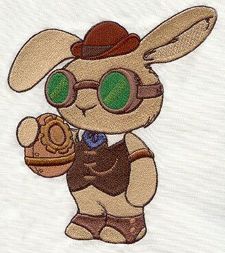 steampunk Easter Bunny Rabbit Embroidered Waffle Weave Towel