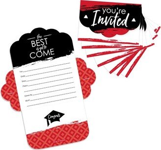 Big Dot of Happiness Red Grad - Best is Yet to Come - Fill-In Cards - Red Graduation Party Fold and Send Invitations - Set of 8