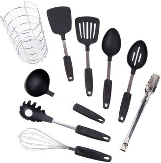 Chef's Better Basics 9 Piece Utensil Set with Round Shape Wire Caddy