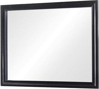 47 Inch Wood Mirror, Landscape Frame, Classic, Black - 46.5 L x 1.25 W x 36.5 H Inches