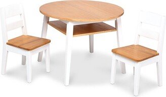 3-Piece Wooden Round Table & Chairs Set