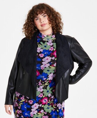 Plus Size Faux Leather Flyaway Jacket, Created for Macy's