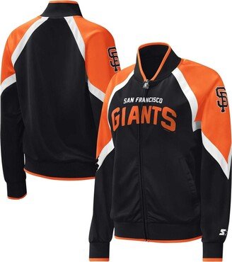 Women's Starter Black San Francisco Giants Touchdown Raglan Full-Zip Track Jacket