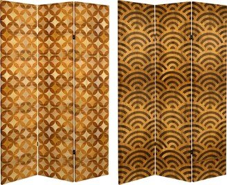 6 ft. Tall Double Sided Japanese Wood Pattern Canvas Room Divider