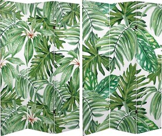 Handmade 6' Double Sided Palm Leaves Canvas Room Divider - 6' high