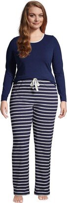 Plus Size Knit Pajama Set Long Sleeve T-Shirt and Pants