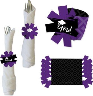 Big Dot Of Happiness Purple Grad Best is Yet to Come Graduation Party Paper Holder Napkin Rings 24 Ct