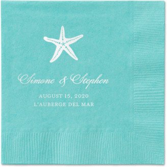 Wedding Napkins: Stylish Starfish Napkins, White, Aqua