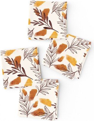 Fall Watercolor Cocktail Napkins | Set Of 4 - Autumn By Ashleyandcoco Foliage Trees Leaves Changing Brown Cloth Spoonflower