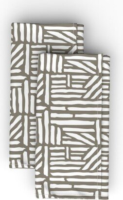 Cloth Napkins: Geometric Driftwood - Taupe Cloth Napkin, Longleaf Sateen Grand, Brown