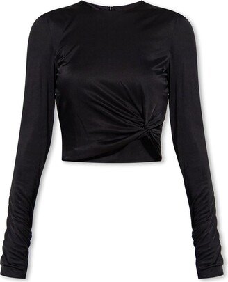 X Dua Lipa Long-Sleeved Knotted Cropped Top