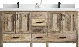 72 In. W X 22 D Malibu Mango Double Sink Bathroom Vanity in Natural With Quartz Or Marble Countertop | Modern Vanity