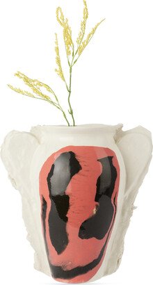 DUM KERAMIK Off-White & Red Large Smiley Face Vase