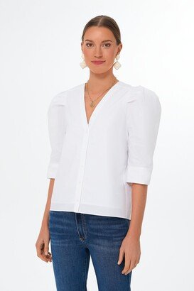 Hyacinth House White V-Neck Puff Sleeve Kit Blouse