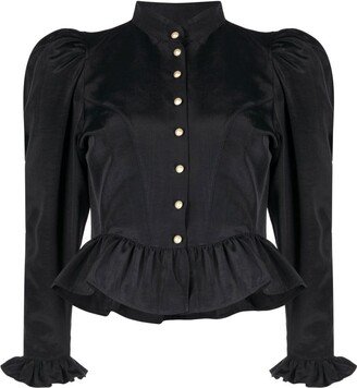 Grace puff-sleeve peplum blouse