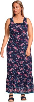 Women's Plus Size Cotton Modal Square Neck Tiered Maxi Dress