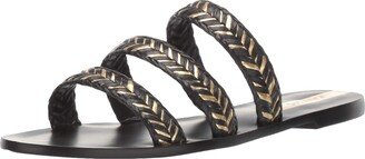 Women's Aracaju Metallic Straw Flat Leather Slide Sandal Shoe