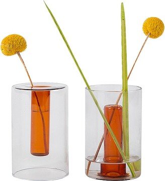 Block Design Small Reversible Glass Vase