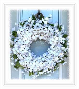 Natural Dogwood Wreath, Wreath For Your Front Door, Wreath, Flower Decoration, Off White Floral Wreath