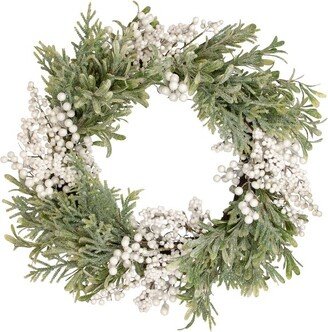 Northlight White Berry and Frosted Pine Christmas Wreath, 28-Inch, Unlit