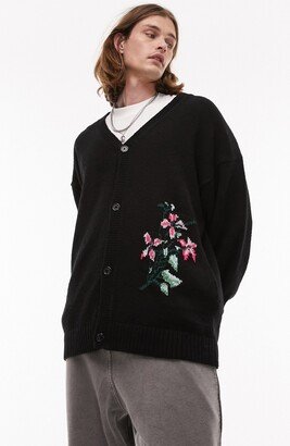 Floral Stitch V-Neck Cardigan