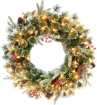 Puleo Pre-Lit Decorated Christmas Wreath with 50 Lights, 24