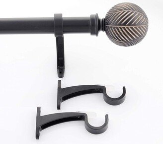 1 Inch Adjustable Black Curtain Rod for Windows & Doors Curtains with Moroccan Ball Finials & Brackets Set -By Deco Window