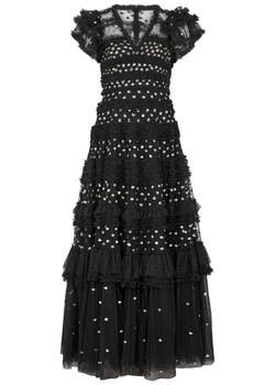 Vivian sequin-embellished ruffled tulle gown