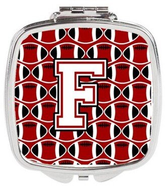 CJ1082-FSCM Letter F Football Cardinal & White Compact Mirror