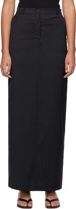 Olēnich Black Fitted Maxi Skirt