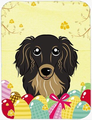 Longhair Black And Tan Dachshund Easter Egg Hunt Glass Cutting Board