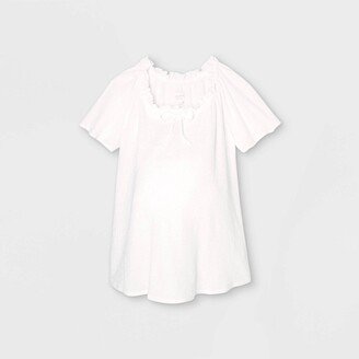 Short Sleeve Smocked Knit Maternity Top - Isabel Maternity by Ingrid & Isabel™ White XXL