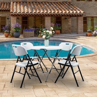 4pcs Outdoor Garden Patio Plastic Folding Chair - White