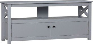 HOMCOM TV Cabinet Stand for TVs up to 46 Inches, Entertainment Center with Storage Shelf and Cupboard for Living Room, Gray