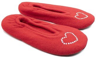 Ladies Ballerina Slippers With Hotfix Stones Heart-AC