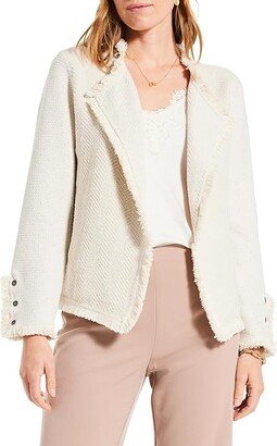 Metallic Fringe Mix Knit Jacket (Cream Mix) Women's Suits Sets