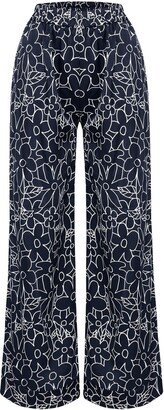 Peraluna Freesia Flower Patterned Pyjama Bottoms With Pocket In Black And White