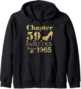 Yellow Shoe 59th Birthday Tee Gifts For Womens Chapter 59 Fabulous Since 1965 59Th Birthday Gift For Ladies Zip Hoodie
