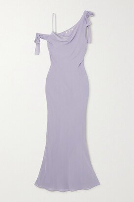 Galatia Draped Georgette Maxi Dress - Purple